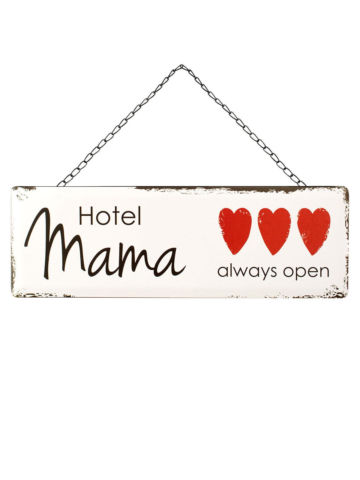 Hotel Mama Blechschild Muttertag weiss-schwarz-rot 45x15cm von OUT OF THE BLUE