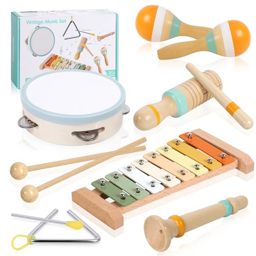 Musikinstrumente für Kinder ab 1 Jahre, 6 in 1 Holz Montessori Spielzeug mit Xylophon, Tamburin, Baby Musikspielzeug, Lernspielzeug Instrumente Kinder Geschenk für Jungen & Mädchen 1-3 Jahren Musikinstrumente für Kinder ab 1 Jahre, 6 in 1 Holz Montessori Spielzeug mit Xylophon, Tamburin, Baby Musikspielzeug, Lernspielzeug Instrumente Kinder Geschenk für Jungen & Mädchen 1-3 Jahren von OUWANCH