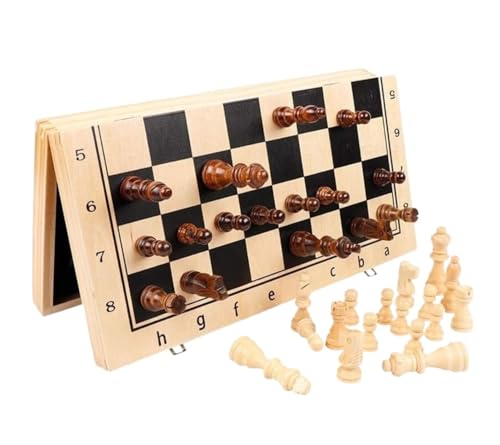 Internationales Schach Hölzernes Magnetisches Faltbares Schachspiel-Schachbrettspiel Mit Tragbarer Innenaufbewahrung Für Anfänger Und Erwachsene Schachset(29cm) von OUYUE