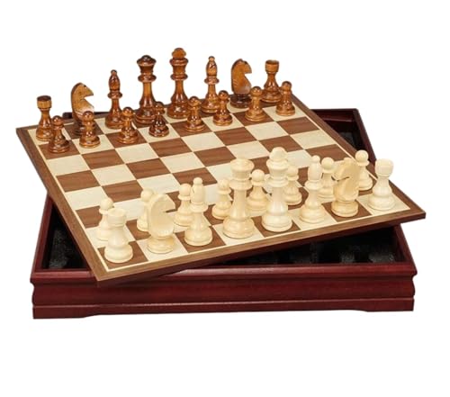 Internationales Schach Holzschachspiel Mit Schachfiguren, Tragbares Spielbrett Mit Aufbewahrungsschachspiel Für Partyfamilie Schachset(30cm) von OUYUE