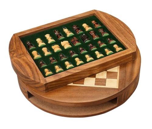 Internationales Schach Magnetisches Schachspiel, Massivholzschublade, Schach, Tragbare, rutschfeste Figurenbox, Exquisites, Praktisches Aufbewahrungsbrett Schachset(18.5 * 3cm) von OUYUE