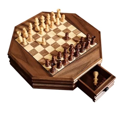 Internationales Schach Schach Achteckiges Massivholz Schachspiel Gehobenes Handarbeitsschach Mit Schubladenaufbewahrung Schach Professionelles Schachbrett Schachset von OUYUE