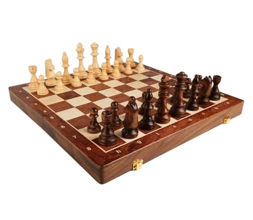 Internationales Schach Schach Faltbares Schachspiel Mit Interner Aufbewahrung Holzschach Massivholzbrettstücke Klappschachbrett Schachset von OUYUE