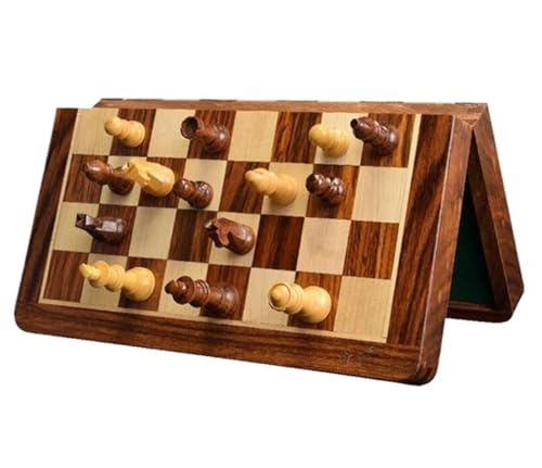 Internationales Schach Schach-Holz-Magnet-Schachspiel, Faltbares Schachbrettspiel-Set Mit Handgefertigten Schachfiguren-Aufbewahrungsfächern Schachset(25cm) von OUYUE