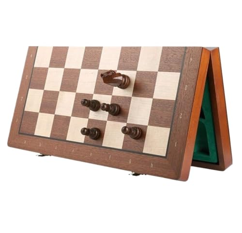 Internationales Schach Schach-Holz-Magnetschach-Set Mit Klappbarem Schachbrett, Schachfiguren-Aufbewahrungsbox, Schach-Set, Holzbrett Schachset von OUYUE