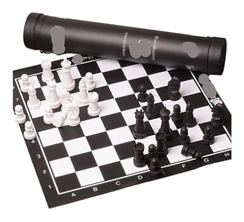 Internationales Schach Schach-Set, Leder-Schachbrett, Endschach Mit Schwarzen Und Weißen Schachfiguren, Tragbare Aufbewahrung Für Erwachsene Schachset von OUYUE