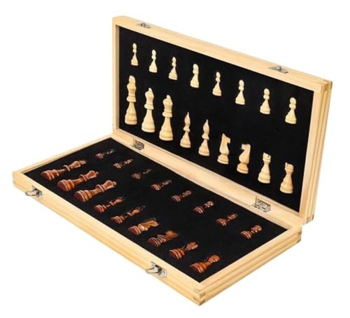 Internationales Schach Schachbrett, Faltbares Magnetisches Schachspiel, Schachbrettspielset Aus Holz Mit Handgefertigter Schachfigur Schachset(29cm) von OUYUE