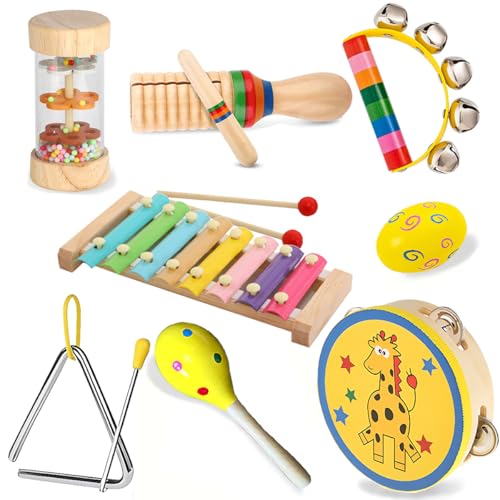 Musikinstrumente für Kinder, Montessori Holzspielzeug ab 3 Jahre, Instrumente Set mit Xylophone Trommel für Kindergarten, Musik Lernspielzeug Geschenk für Kinder Mädchen Junge Musikinstrumente für Kinder, Montessori Holzspielzeug ab 3 Jahre, Instrumente Set mit Xylophone Trommel für Kindergarten, Musik Lernspielzeug Geschenk für Kinder Mädchen Junge von OUYULAI
