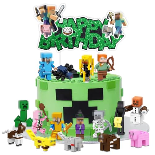 OVOparty 17 Stück Pixe Mini Figuren Set Nicht Essbare Junge, Pixe Figuren Tortendeko, Cartoon Mini Tortenfiguren, Kuchen Deko Kindergeburtstag, Cake Topper für Party Supplies (B) von OVOparty