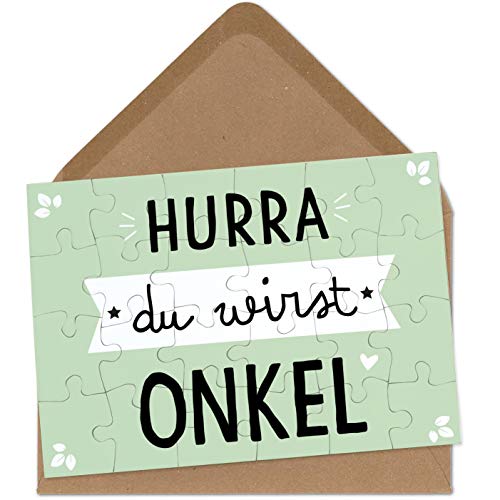 OWLBOOK Du wirst Onkel Puzzle mit Brief-Umschlag Geschenke Geschenkideen für die Familie zur Geburt & Schwangerschaft verkünden von OWLBOOK