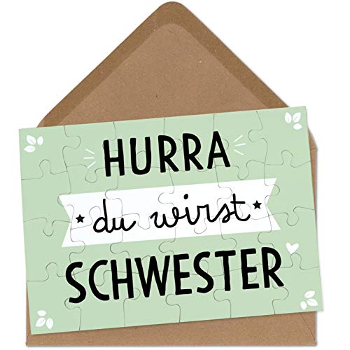 OWLBOOK Du wirst Schwester Puzzle mit Brief-Umschlag Geschenke Geschenkideen für die Familie zur Geburt & Schwangerschaft verkünden von OWLBOOK