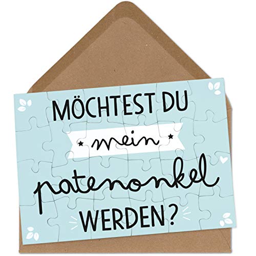 OWLBOOK Patenonkel Fragen Puzzle mit Brief-Umschlag Geschenke Geschenkideen für Patenonkel zur Geburt & Schwangerschaft zur Taufe von OWLBOOK