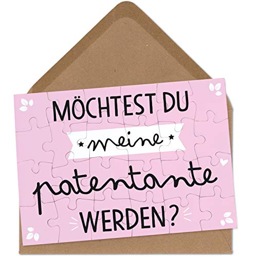 OWLBOOK Patentante Fragen Puzzle mit Brief-Umschlag Geschenke Geschenkideen für Patentante zur Geburt & Schwangerschaft zur Taufe von OWLBOOK