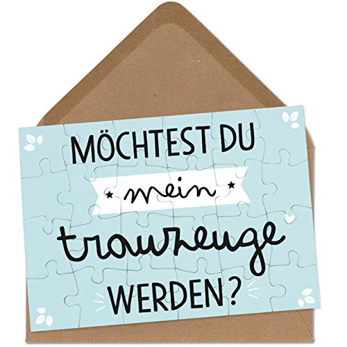 OWLBOOK Trauzeuge Fragen Puzzle mit Brief-Umschlag Geschenke Geschenkideen für Trauzeuge zur Hochzeit & Verlobung von OWLBOOK