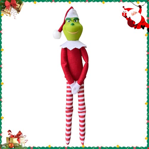 Christmas Green Monster Doll,Elf Plush Toys,Grinch Kuscheltier,Christmas Grinch Plüschtier,Elf on The Shelf Doll Children's Cartoon Plush Toy Boys and Girls, Christmas Decorations Red (Rot) von OWOAOOwl