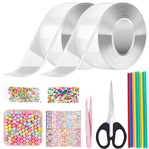 Nano Tape Bubbles Set, 2 Rollen Bubble Tape,Magie Nano Klebeband Set, Bubble Tape DIY,Nano Tape Ball,Blowing Bubble Tape,Selbstklebendes Bubble Tape DIY, Bubble DIY Craft Kit für Mädchen, Jungen von OWOAOOwl