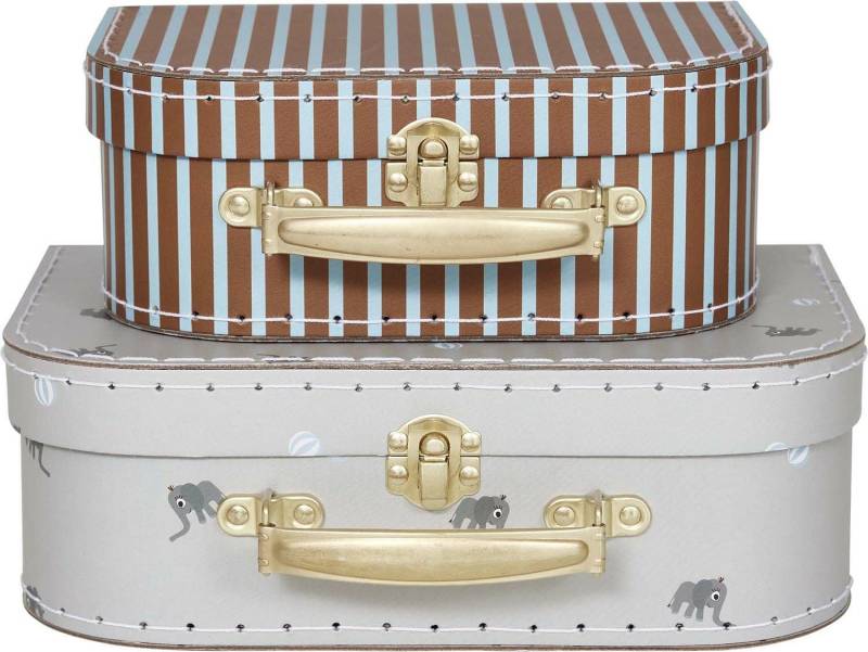 OYOY Mini Suitcase Elephant &  Stripe Aufbewahrungstasche, Pale Blue von OYOY