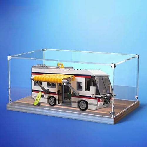 Displaybox aus Acryl, transparent, für Modell Lego 31052 Vacation Camper, staubdichte Aufbewahrungsbox (Modell nicht im Lieferumfang enthalten) (dunkler Sockel) von OYTOCLKU