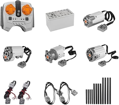 OYTOCLKU 25-teiliges Power Functions Motorset, Wissenschaft und Technologie Power Motor Kit, 1L/2M/1Servo Motoren, Fernbedienung Batterie Box Verlängerung Schalter Empfänger Set (D) von OYTOCLKU