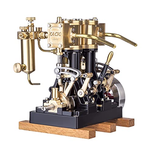 OYUT Dampfmaschinenmodell, KACIO LS2-14 Doppelzylinder Hubkolben Dampfmaschinenmodell ohne Kessel für Dampfmodellschiffe über 80cm, Geschenke für Maschinenbegeisterte von OYUT