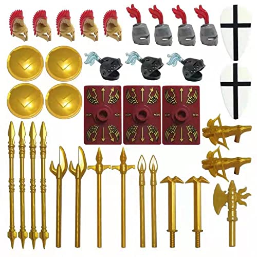 OYUT Mittelalterliche Rom Krieg Waffen Bausteine Set, Mittelalterliches antikes Rom griechischer Ägypten-Stil Krieg Pferde Rüstung Waffen Pack Modell Spielzeug (36Teile) von OYUT