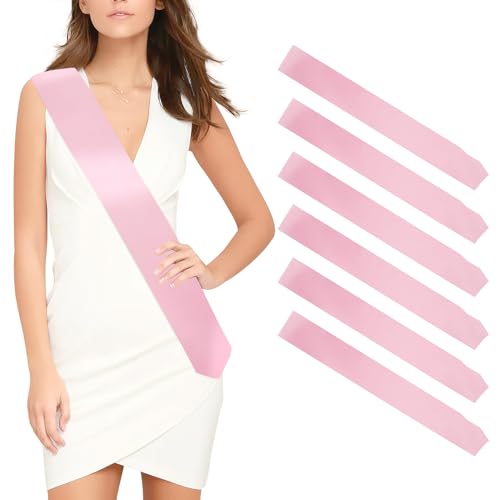 Schärpe 6 Stück Rosa Schärpen blank partyzubehör schärpe Bedrucken Individuelle Satin schärpe DIY schärpe Unbedruckte Schärpe für Geburtstag Hochzeit Bachelorette Party junggesellinnenabschied von OZOSHINE