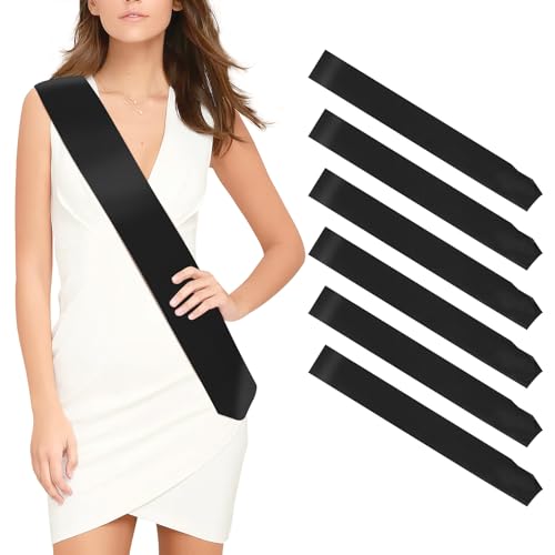 Schärpe 6 Stück Schwarz Schärpen blank Party Accessoire schärpe Bedrucken personalisierte Satin schärpe DIY schärpe für Geburtstag Hochzeit Bachelorette Party JGA Abitur Schönheitswettbewerb von OZOSHINE