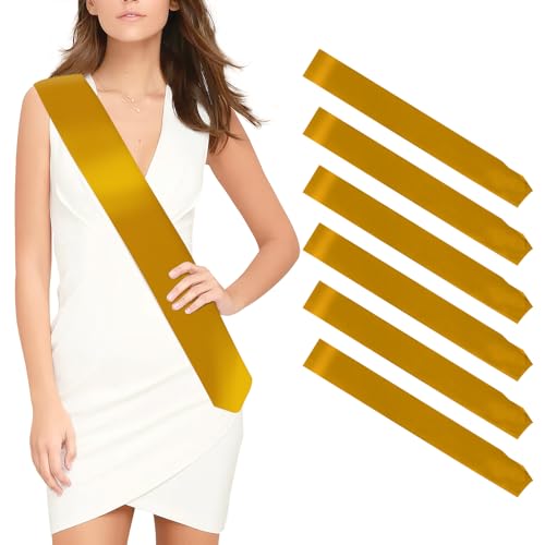 Schärpe 6 Stück golden Schärpen blank Party Accessoires schärpe Bedrucken personalisierte Satin schärpe DIY schärpe für Geburtstag Hochzeit Bachelorette Party junggesellinnenabschied Misswahl von OZOSHINE