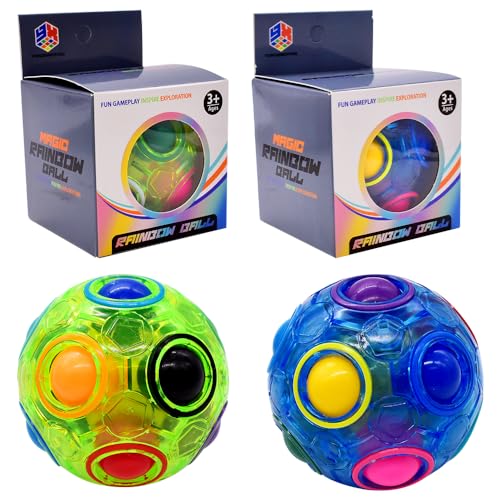 2 PCS Regenbogenball, Anti Stess Ball, 3D Puzzle Spannendes Knobelspiel für Kinder und Erwachsene Mädchen und Jungen von OZXVXZO