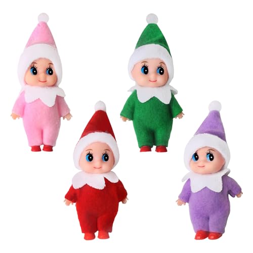 OZXVXZO 4 Stück Weihnachtself Wichtelpuppe Mini Figuren Weihnachten Elfen Puppe, Weihnachtswichtel Figuren für Jungen Mädchen Weihnachtsspielzeug Dekorationen von OZXVXZO