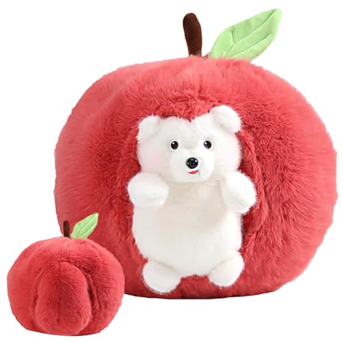 OZXVXZO Igel Stofftier Cartoon Apfel Igel Plüschtiere Süße Plüschtiere Plüsch Stofftier mit Apfel Abnehmbare Plüschtiere Nette Kissen Puppe Spielzeug Kindertag Geschenk für Mädchen Junge (30cm) von OZXVXZO