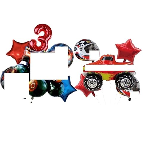 Schwarz Rot Cars Geburtstag Deko 3 Jahre Junge,11 PCS Cartoon Rennauto Party Deko Luftballons, Rennauto 3. Geburtstags Deko Ballon Cars Folienballon Geburtstag Set für 3 Jahre Junge Geburtstag Party von OZXVXZO