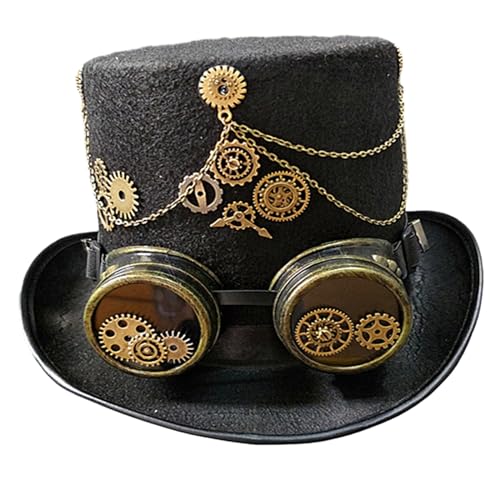 Gothic viktorianischer Hut Steampunk Zylinder mit Brille Halloween Metal Gear Cosplay Zylinder für Halloween Karneval Party viktorianische Hüte für Frauen viktorianische Hüte für Männer viktorianische von Oadnijuie