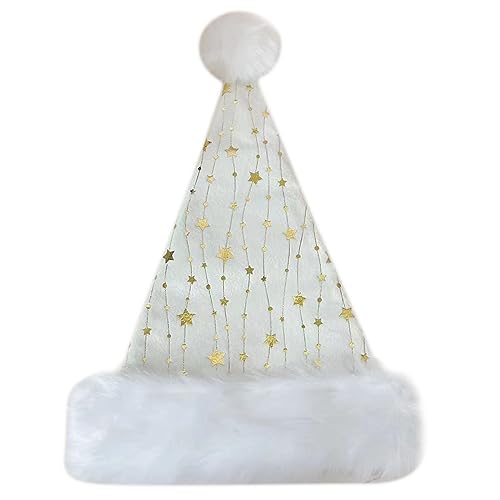 Oadnijuie Festliche Weihnachtsmütze mit weißer Krempe für Feiertage, Partys, Freundlichkeit, Neujahr, Party, Cosplay, Zubehör, Weihnachts-Stirnbänder für Frauen von Oadnijuie