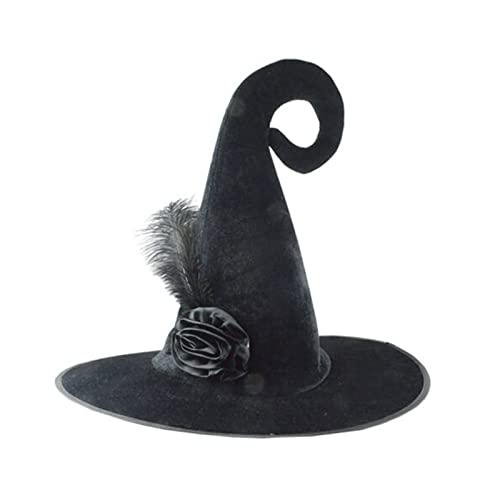 Oadnijuie Hexenhut Gebogener Zaubererhut Hexenhut für Frauen Hexen Halloween Cosplay Halloween Hexenparty Hexenhut Lockig Halloween Hexenparty von Oadnijuie