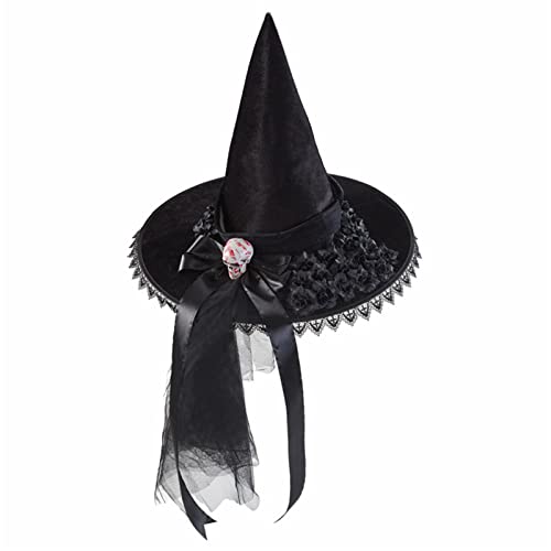 Oadnijuie Hexenhut mit Schleife Hexenhut für Frauen Hexenhut für Halloween, Cosplay, Zaubererhut, spitzer Hexenhut, Halloween, Hexenparty, Halloween, Hexenparty von Oadnijuie