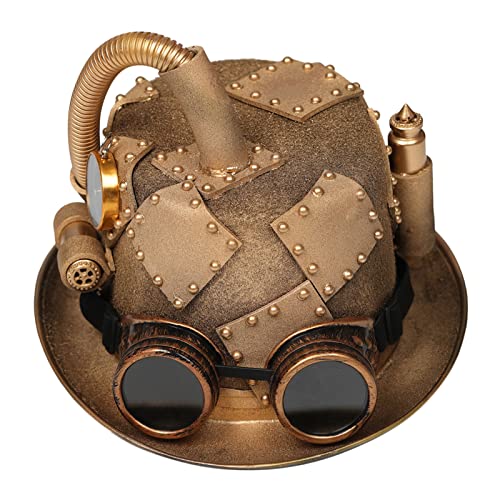 Oadnijuie Steampunk Herren Hut mit Brille Zylinder Steampunk Bowler Zylinder Vintage Halloween Zylinder Gothic Karneval Nachtclub Steampunk Zylinder mit Brille von Oadnijuie