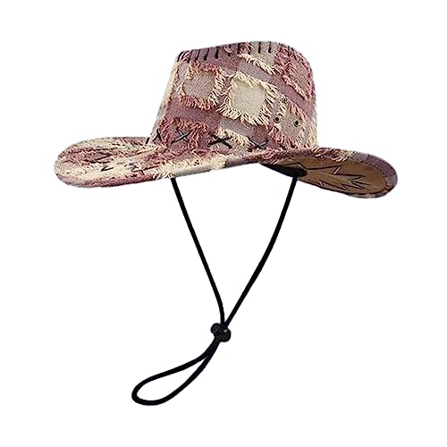 Oadnijuie Vintage-Kostüm, Western-Cowboyhut, Cosplay-Kappe, Haushaltsdekoration für Zuhause, Festival, Einkaufen, Reisen, Zubehör, Türkis von Oadnijuie