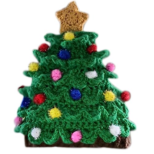 Oadnijuie Weihnachtsbaummütze, gestrickte Häkelkappe, Haushaltskopf-Dekorationen für Zuhause, Festival, Urlaub, Party, Dekoration, Urlaubshut von Oadnijuie