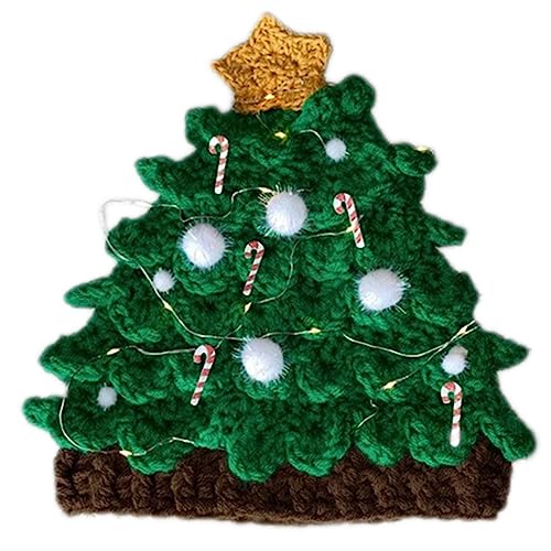 Oadnijuie Weihnachtsbaummütze, gestrickte Häkelkappe, Haushaltskopf-Dekorationen für Zuhause, Festival, Urlaub, Party, Dekoration, Urlaubshut von Oadnijuie