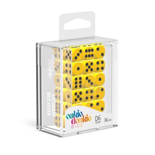 Oakie Doakie Dice D6-Würfel, 12 mm, massiv, Gelb (36) von Oakie Doakie Dice