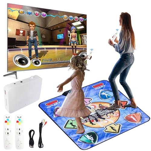 Oamger Tanzmatte, doppelt, für Kinder und Erwachsene, kabellos, rutschfest, für TV, Tanzspielmatte für Kinder, Jungen und Mädchen, mit AV-Kabel (Solo) von Oamger