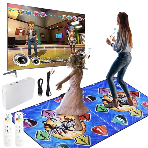 Oamger Tanzmatte, doppelt, für Kinder und Erwachsene, kabellos, rutschfest, für TV, Tanzspielmatte für Kinder, Jungen und Mädchen, mit AV-Kabel (doppelt) von Oamger