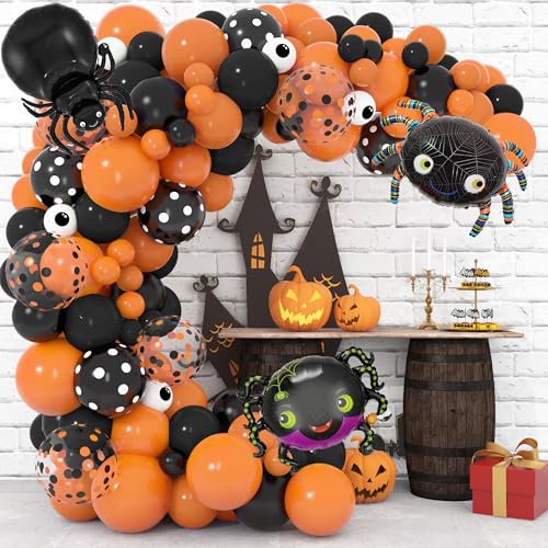 106 Stück Halloween Luftballons Girlande Kit, Halloween Party Dekorationen, Luftballons Orange und Schwarzfür Halloween, Halloween Party Set MEHRWEG von Obcarn