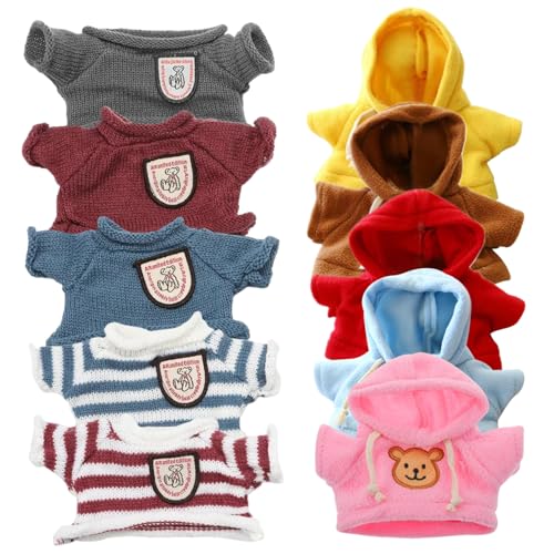 10 pcs gefüllte Tierkleidung weiche und bequeme Teddybärenkleidung und Pullover Cartoon lustige DIY-Kleidung für Stofftiere passen die meisten 6-8 Zoll Bärenspielzeug, gefüllte Tierkleidung, Teddybär von Obelunrp