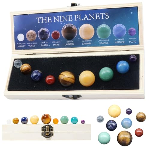 1Set Solarsystem für Kinder mit 9 Planeten lebensee lustige Planeten für Kinder Solarsystem mit Box Storage Natural Ore Planet Toys Lernsystem für Kindergeschenke, Sonnensystem für Kinder von Obelunrp