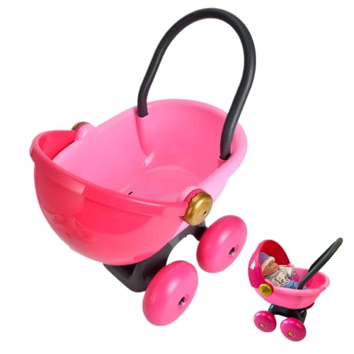 Babypuppenwagen, 14 -Zoll -Plastikspielzeugwagen mit Baldachin & Rädern, tragbarer Puppenwagen, Spielzeug Kinderwagen, Kinderwagen Spielzeug für Kleinkinder Geburtstag Weihnachten Ostern von Obelunrp