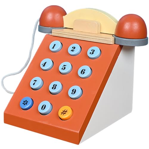 Kleinkind -Telefonspielzeug, 4,7 -Zoll -Holz -Vintage -Telefonspielzeug, Retro -stellvertretendes Zifferblatt, Kinderspiele, Spielzeugtelefon für Kinder Kleinkinder Interaktives Lernen (Style 2) von Obelunrp