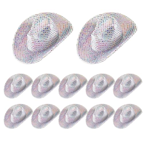 Mini Disco Cowboy Hut 12pcs farbenfrohe Punkte 2, 5x2inch weißer Mini Cowgirl Hut glänzend künstliche Leder Miniatur Cowboy für Partypuppenfotografie, Weihnachtsdekoration Mini Disco Cowboy Hut 12pcs farbenfrohe Punkte 2, 5x2inch weißer Mini Cowgirl Hut glänzend künstliche Leder Miniatur Cowboy für Partypuppenfotografie, Weihnachtsdekoration von Obelunrp