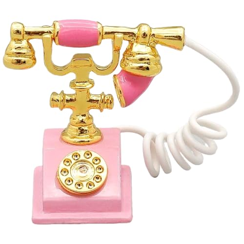 Miniatur -Retro -Telefon, 1:12 Mini Mini Retro -Rotary -Telefonmodell, Vintage Dollhouse Telefon Ornamente für Puppenhauszubehör Dekorationen von Obelunrp